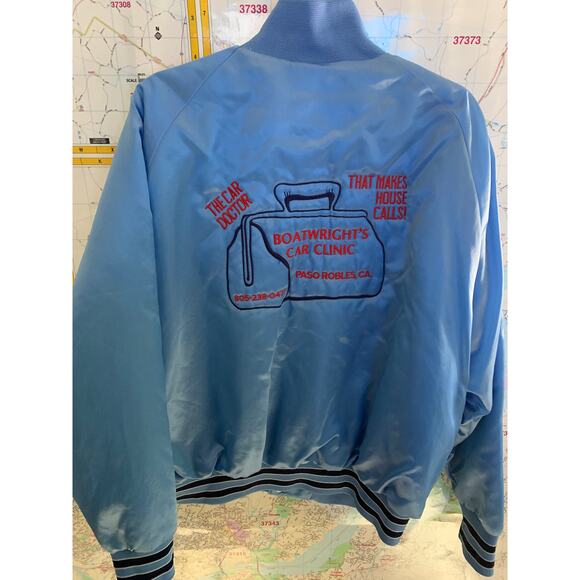 Aristo Jac 1980s Vintage Blue Unisex Windbreaker Car Theme Bomber Jacket Size XL - Picture 4 of 10